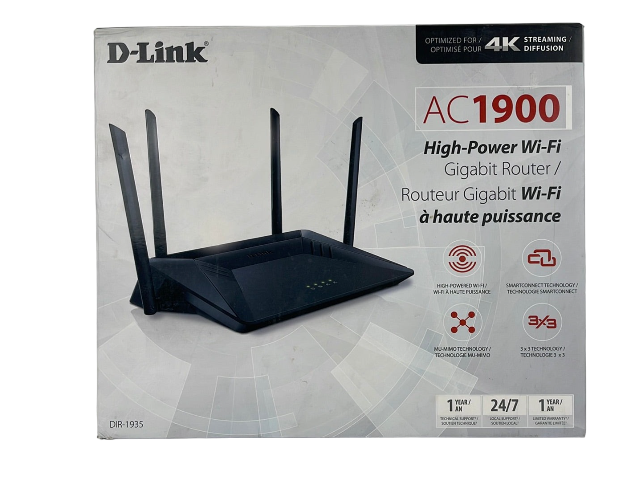 D-Link AC1900 High-Power Wi-Fi Gigabit Router, Dual Band, MU-MIMO, QoS, SmartConnect, 3X3 Wireless, 4 Gigabit Ports, WiFi Coverage, 4 High-Power External Antennas Plus High-Power Amplifier