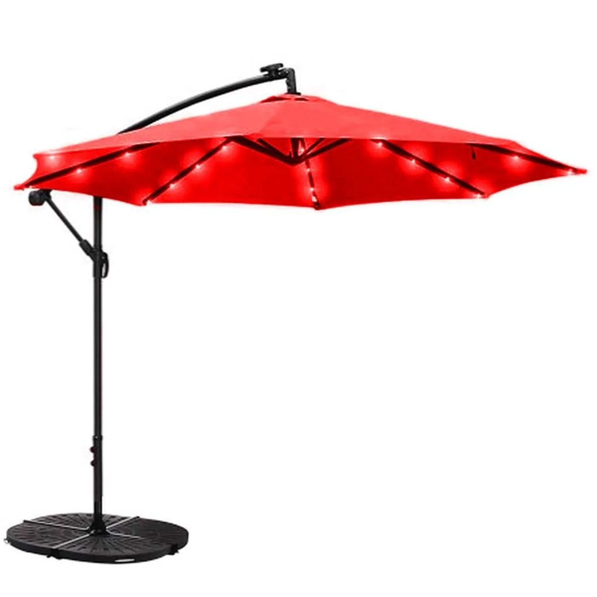 Big Box 10ft Solar LED Offset Umbrella - Poppy (Red)