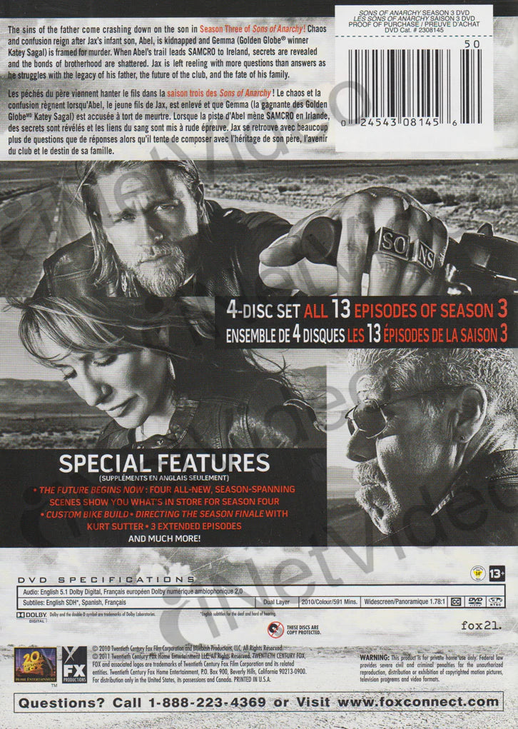 Sons of Anarchy: Season 3 (2010) DVD