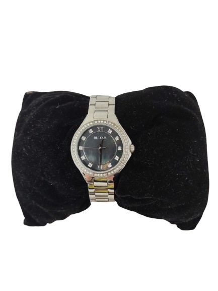 Bulova Ladies Black Dial Diamond Watch