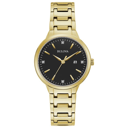 Bulova Gold Tone Watch with Diamonds 97D122