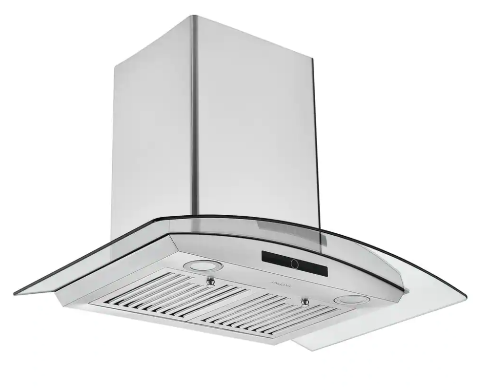 Ancona AN-1124 30 in. 600 CFM Stainless Steel Convertible Wall-Mounted Glass Canopy Range Hood
