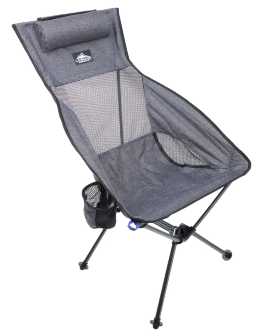 Cascade Mountain Tech Ultralight Packable High-Back Camping Outdoor Chair - Grey