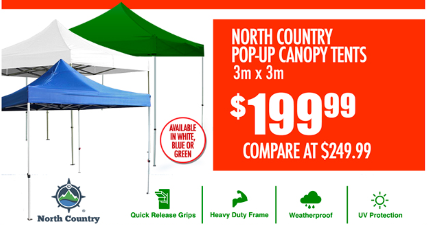 *WHITE* North Country Pop-Up Canopy Tent 3M x 3M
