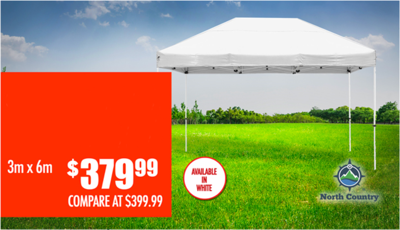 Pop-Up Canopy Tent - 3m x 6m - White