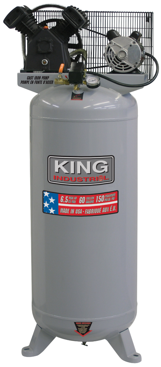 King Industrial KC-6160V3 Air Compressor, Stationary, 150 PSI, 6.5 HP (peak)