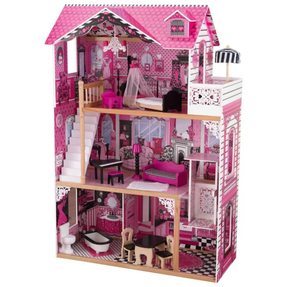 KidKraft Wooden Amelia Pretend Play Dollhouse with Furniture for Ages 3+