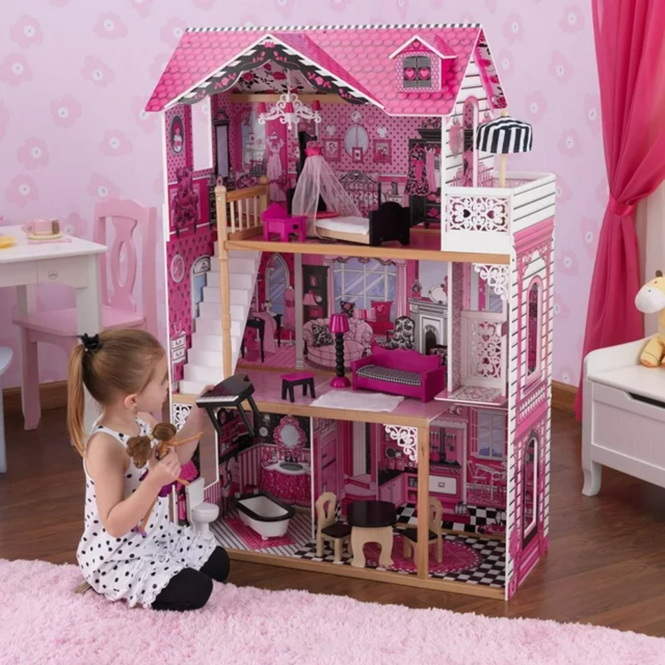 KidKraft Wooden Amelia Pretend Play Dollhouse with Furniture for Ages 3+