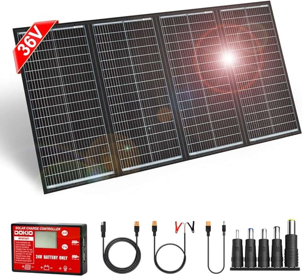 DOKIO 300W 36V Black Portable Solar Panels Kit