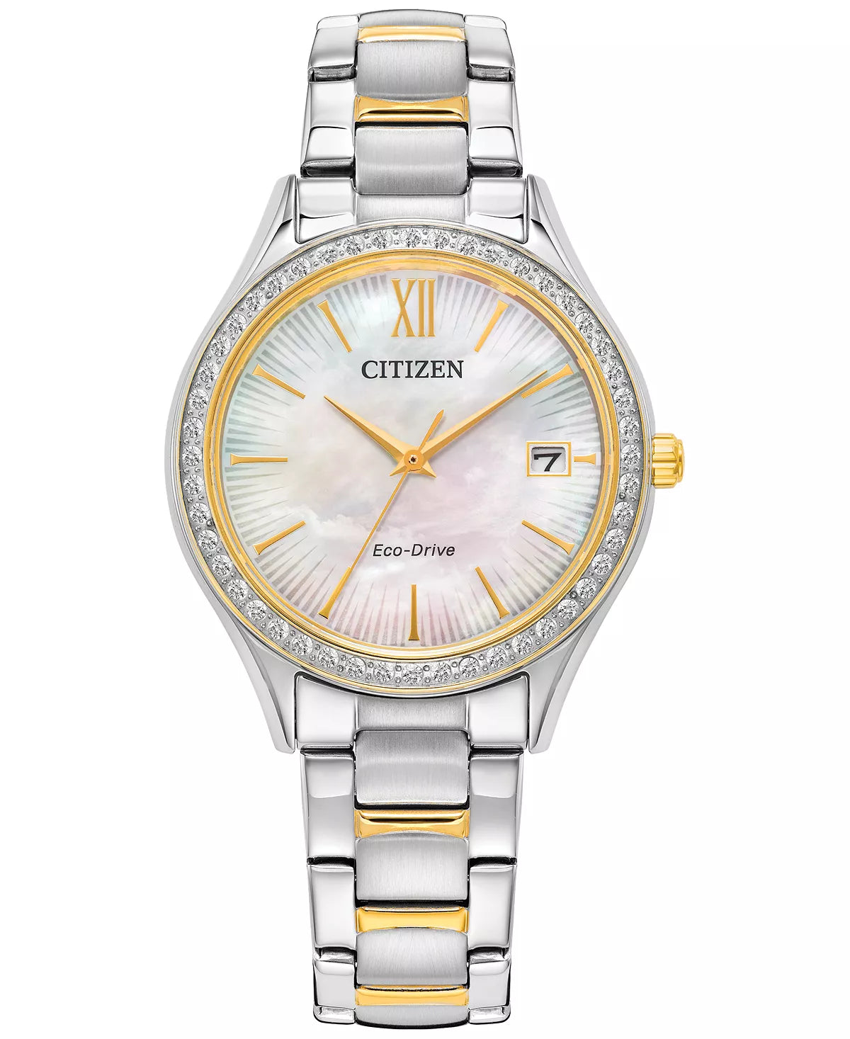 Citizen Eco-Drive Women's Crystal Two-Tone Stainless Steel Bracelet Watch 34mm
