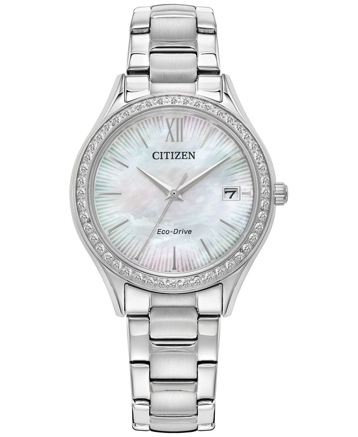 Citizen Eco-Drive Women's Crystal Stainless Steel Bracelet Watch 34mm