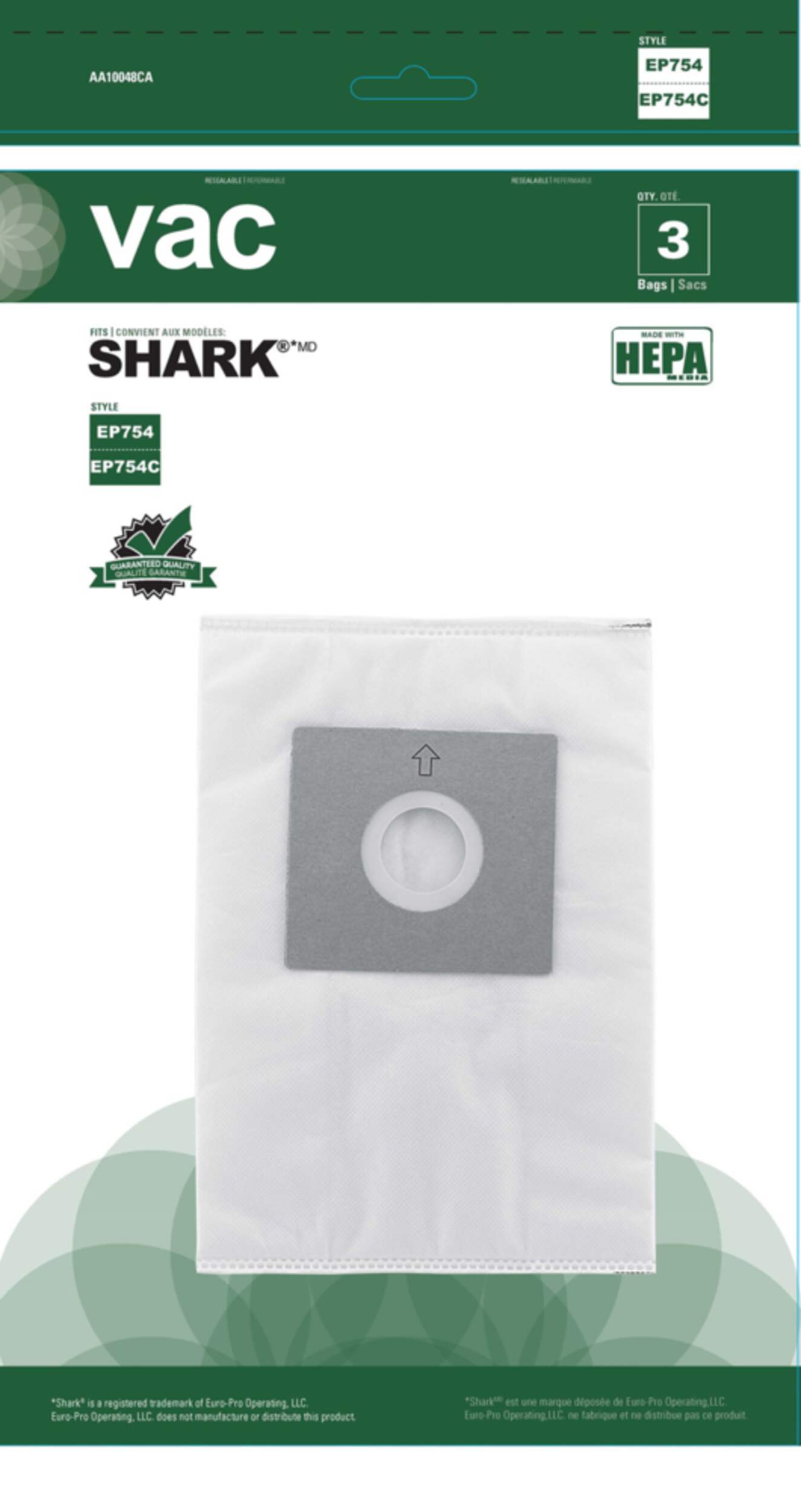 Shark HEPA Replacement Vacuum Cleaner Bags - EP754C (3-pack)