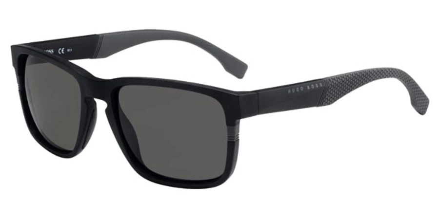 Hugo Boss Mens 0916S Matte Black/Gray Square Sunglasses