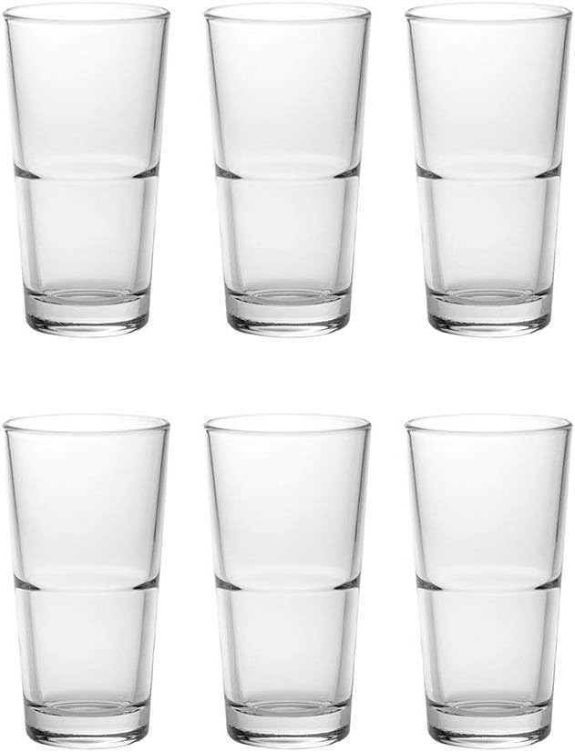 AmazonCommercial Highball Drinking Glasses, Barware Glass Tumbler, 10.8 oz., Set of 6
