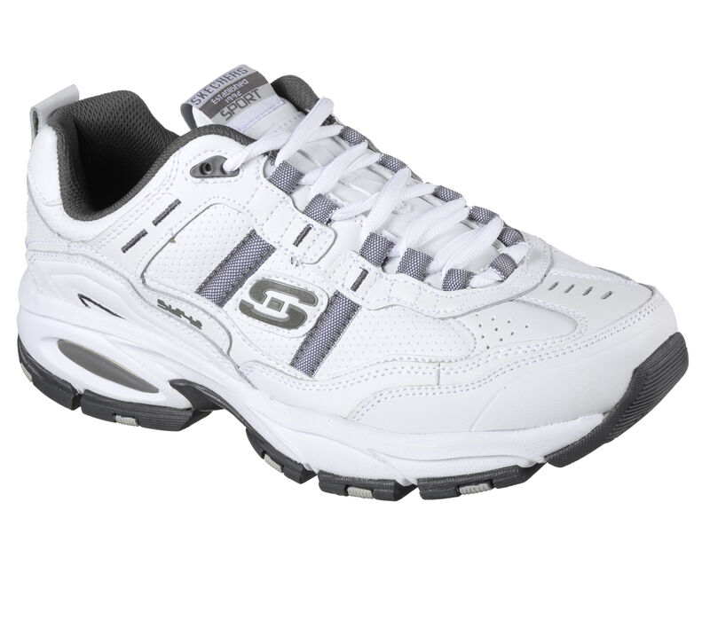 Skechers Sport Vigor 2.0 Serpentine Memory Foam Sneakers - White/Charcoal (US 9.5, Wide Fit)
