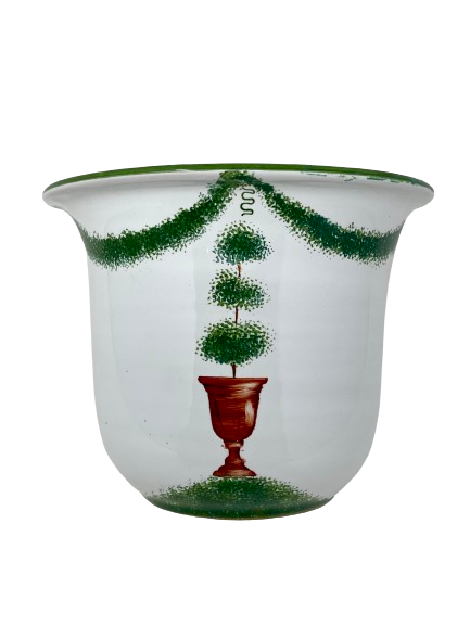 Alabaster Giardino Hand Painted Topiary Cache Pot (Deruta of Italy)