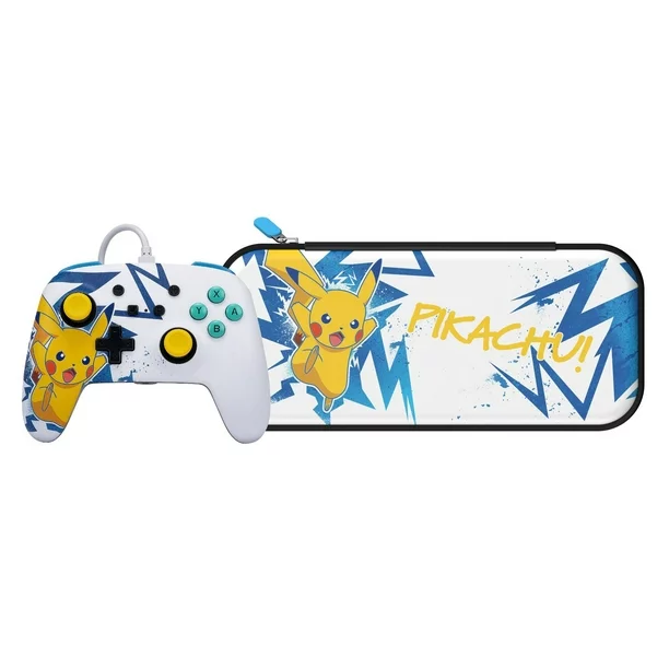 PowerA Enhanced Wired Controller and Slim Case for Nintendo Switch - Pikachu High Voltage
