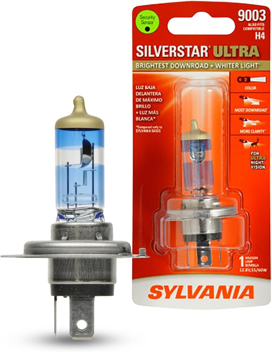 SYLVANIA 9003 SilverStar Ultra High Performance Halogen Headlight Bulb, (Contains 1 Bulb)