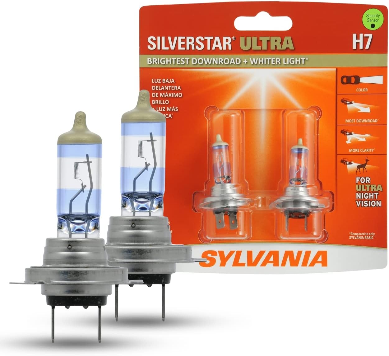 SYLVANIA H7 SilverStar Ultra High Performance Halogen Headlight Bulb, (Contains 2 Bulbs)