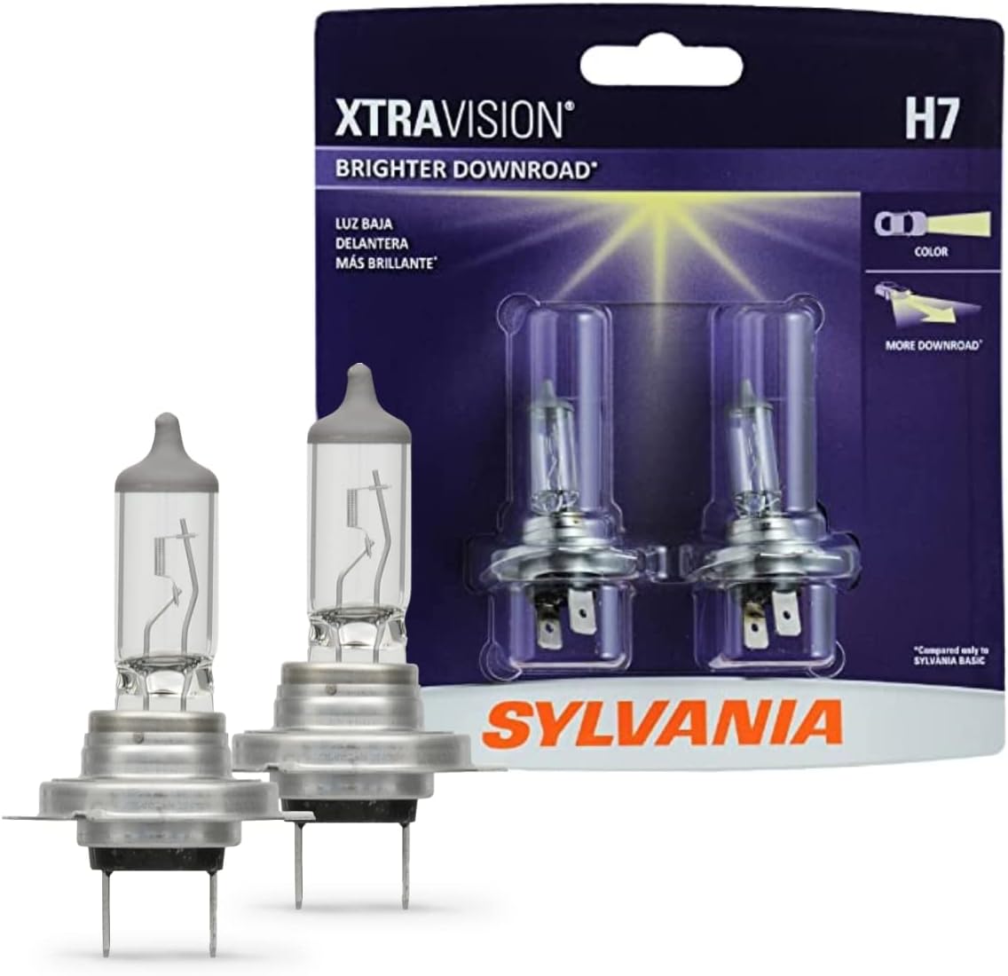SYLVANIA H7 XtraVision Halogen Headlight Bulb, (Pack of 2)