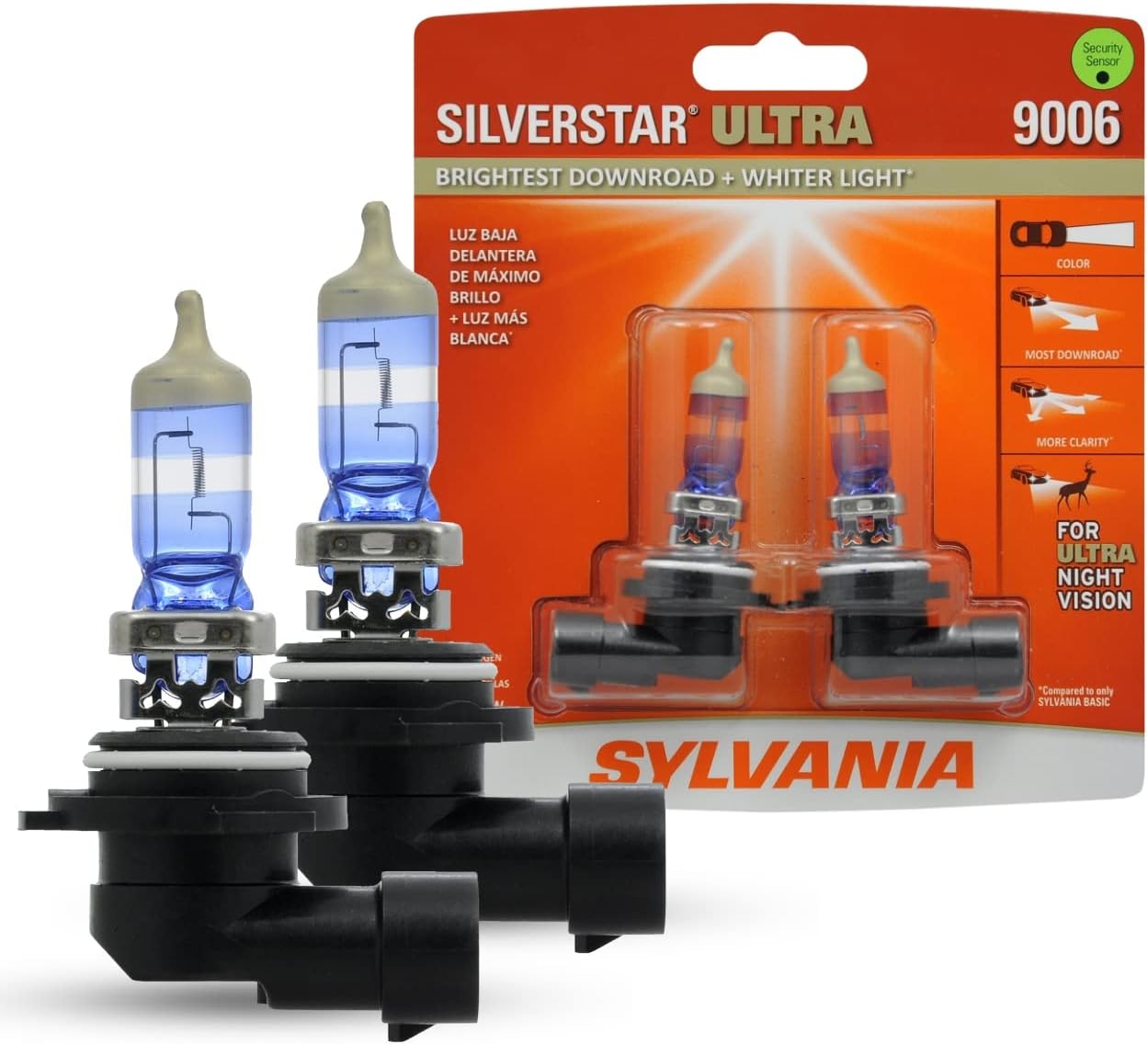 SYLVANIA 9006 SilverStar Ultra High Performance Halogen Headlight Bulb, (Contains 2 Bulbs)