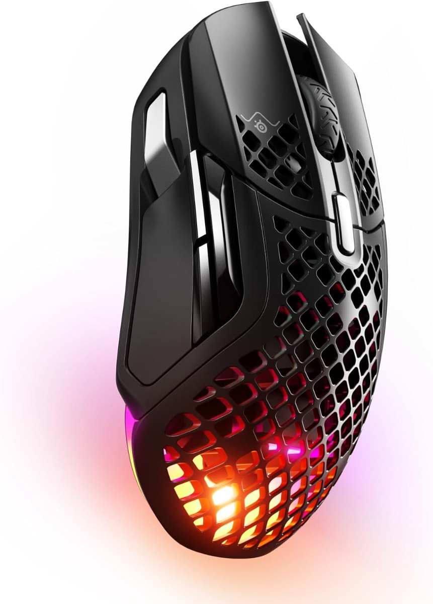 SteelSeries AEROX 5 Wireless Ultra Lightweight Super-Fast Mouse with AquaBarrier - Black 