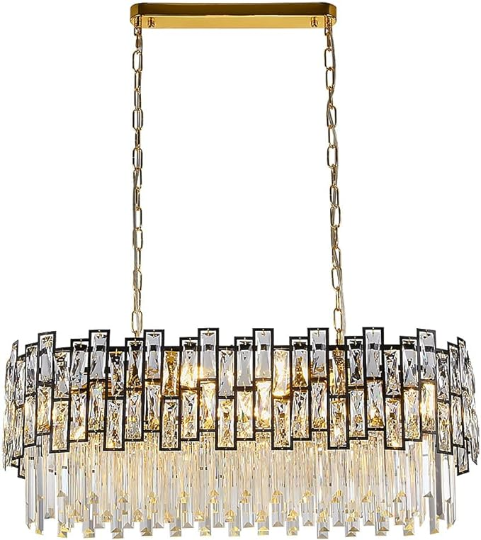 Modern Crystal Chandelier, Luxury 8-Lights Pendant Ceiling Lights Fixture Contemporary Oval Raindrop Chandelier Light