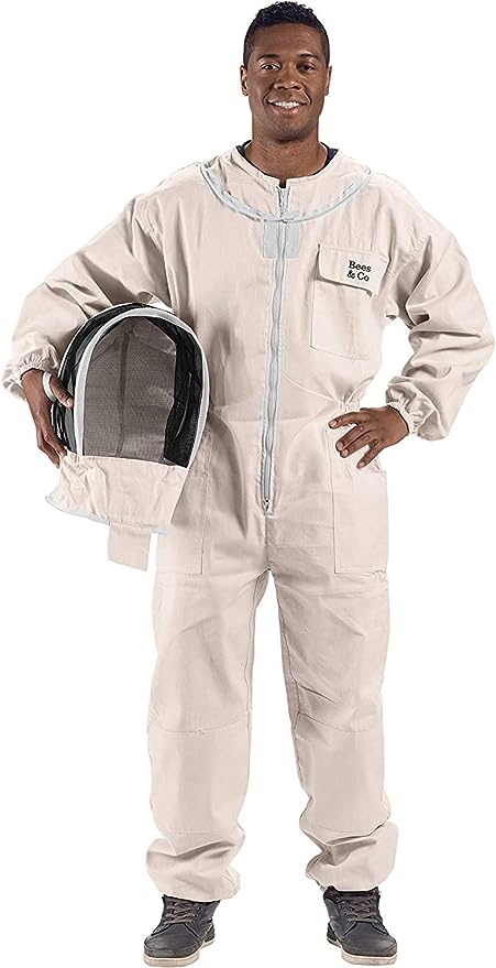 Bees & Co - U74 XXL Natural Cotton Beekeeper Suit with Fencing Veil (Beige)