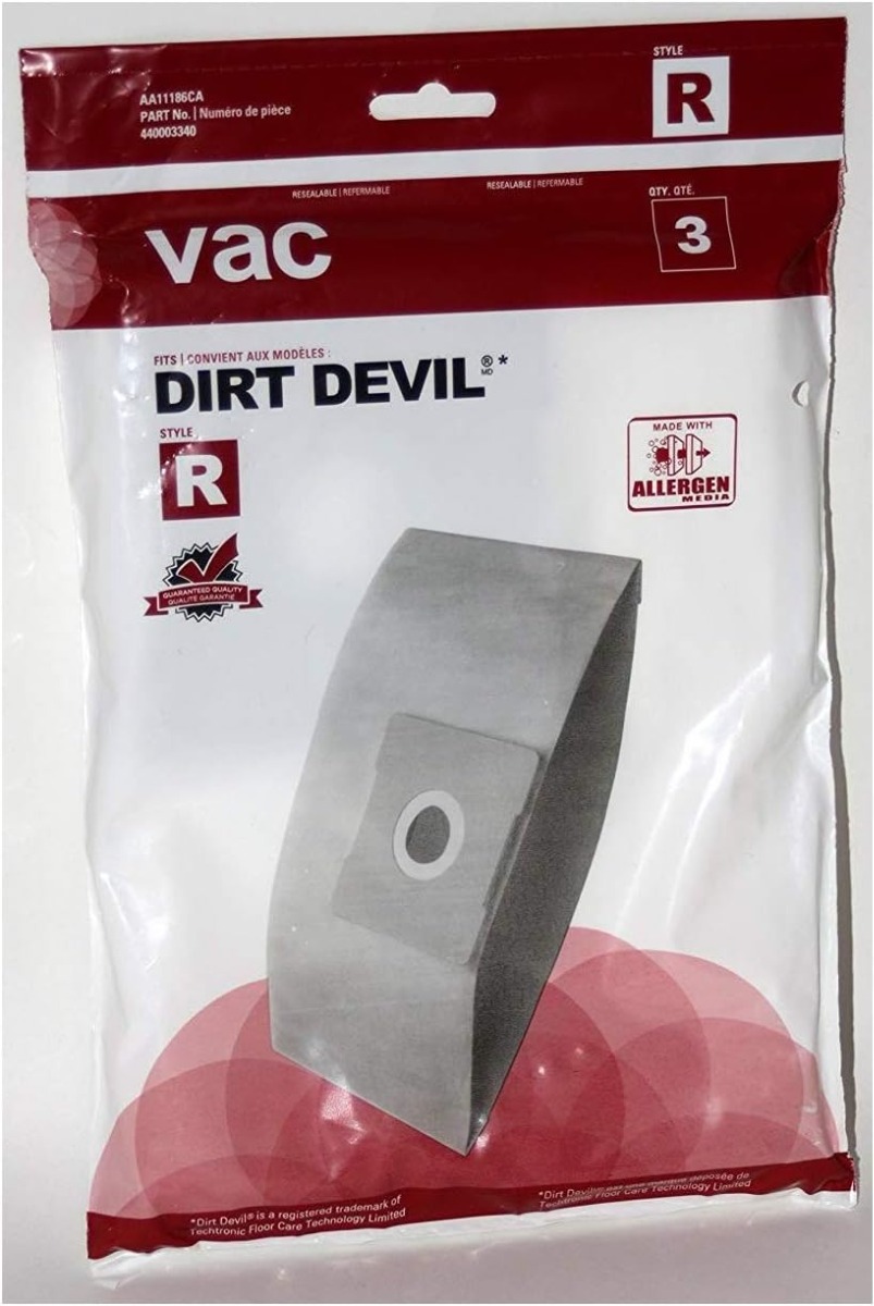 Dirt Devil Style R 3 Pack Vacuum Bags Fits 082475 082476 & 082576 Part 440003340