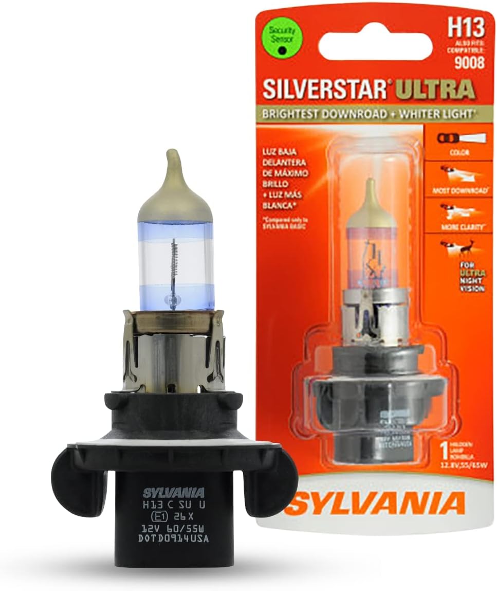 SYLVANIA H13 SilverStar Ultra High Performance Halogen Headlight Bulb, (Contains 1 Bulb)