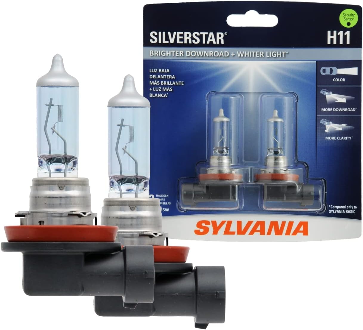 SYLVANIA H11 SilverStar High Performance Halogen Headlight Bulb, (Contains 2 Bulbs)