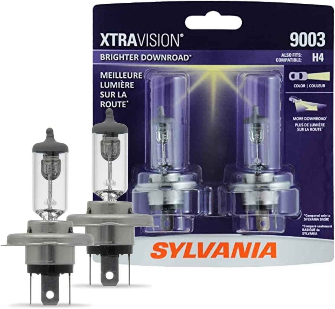 SYLVANIA 9003 (Also fits H4) XtraVision Halogen Headlight Bulb, (Pack of 2)