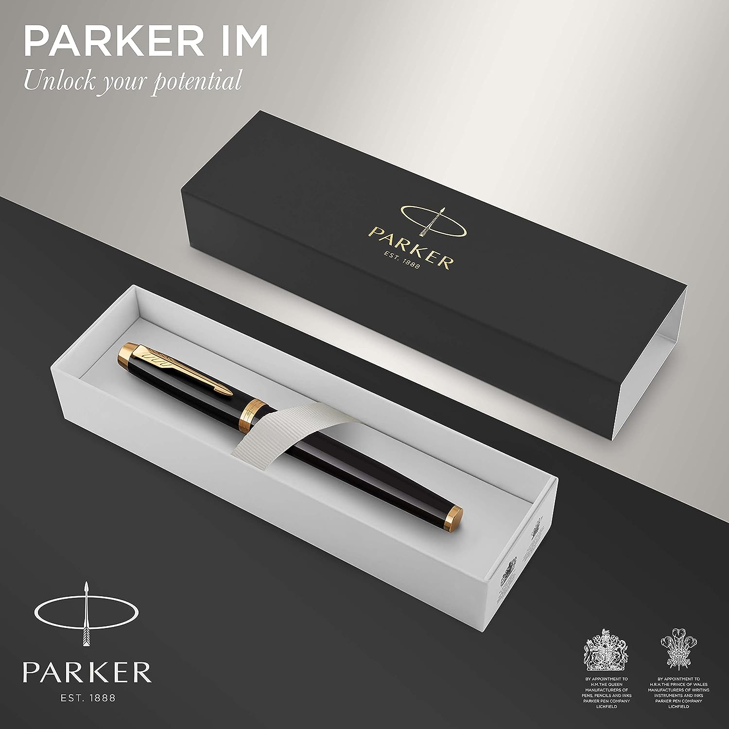 Parker IM Fountain Pen, Black Lacquer Gold Trim