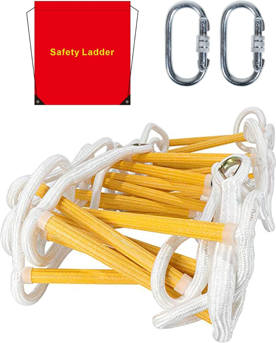kingwolfox Emergency Fire Escape Ladder Flame Resistant Safety Rope Ladder with Hooks
