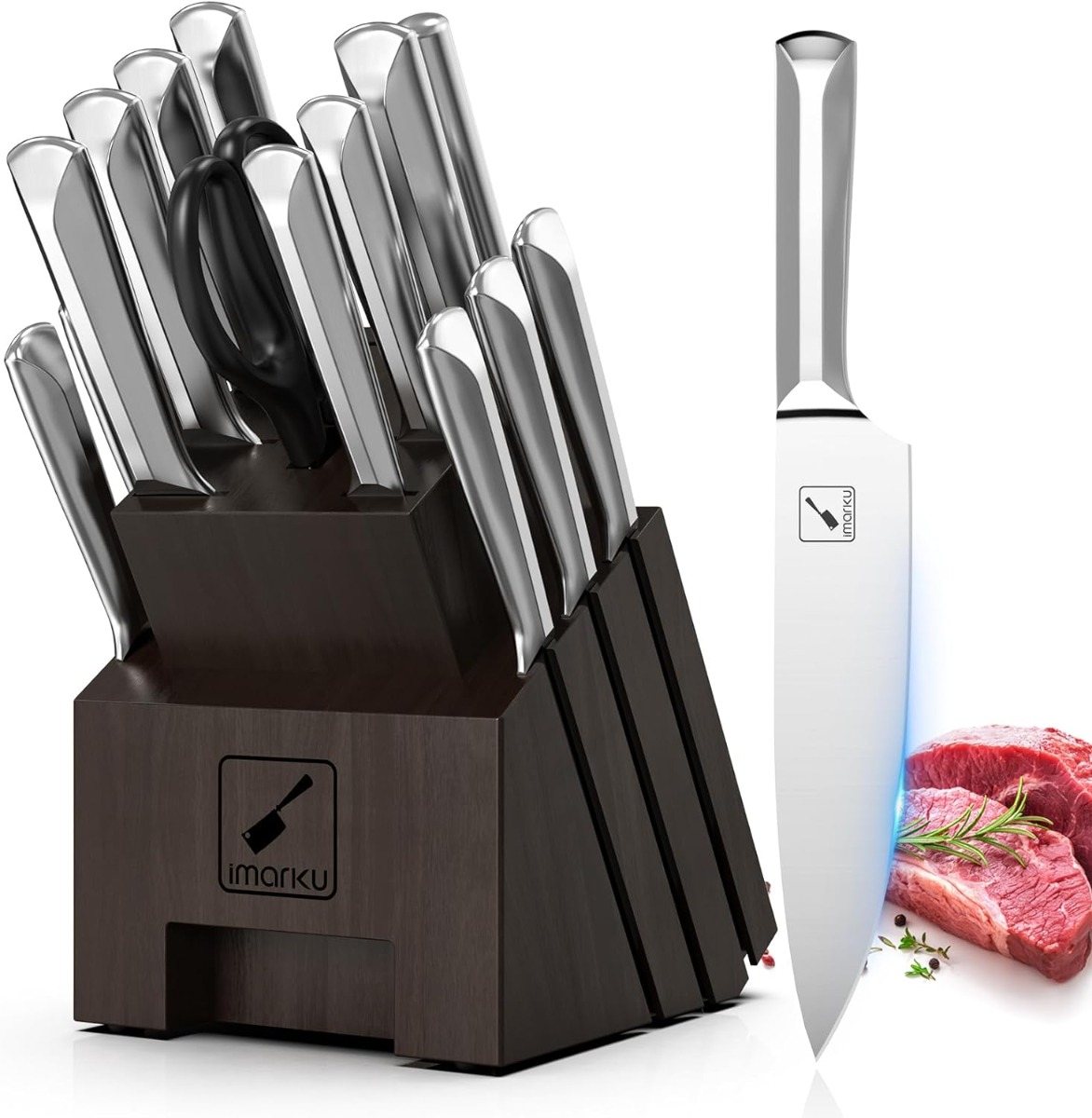 imarku 16-Piece Premium Knife Sets for Kitchen with Block