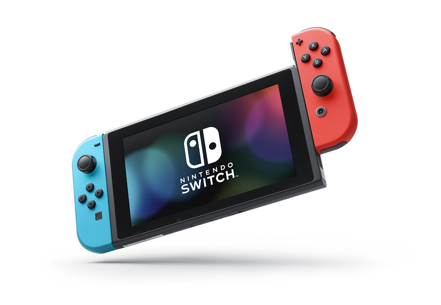 Nintendo Switch Console with Neon Blue and Red Joy-Con