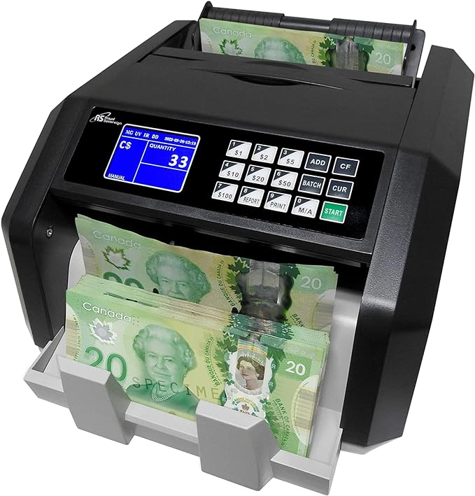 Canadian Commercial CAD/USD Currency Bill Counter with Value Counting & Counterfeit Detection, RCM-240R