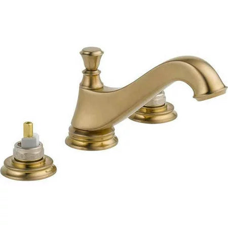 Delta Cassidy Two Handle Widespread Lavatory Faucet - Low Arc Spout - Less Handles 3595LF-CZMPU-LHP Champagne Bronze