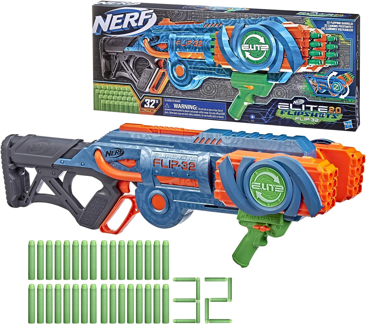 Nerf Elite 2.0 Flipshots Flip-32 Blaster with 32 Dart Barrels That Flip to Double Your Firepower plus 50 Refills