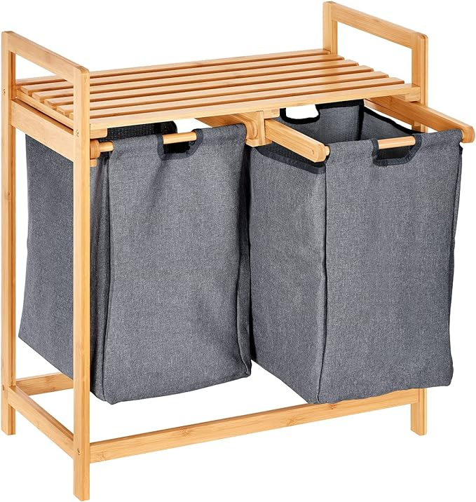 ToiletTree Products Bamboo Hamper with Dual Compartments 