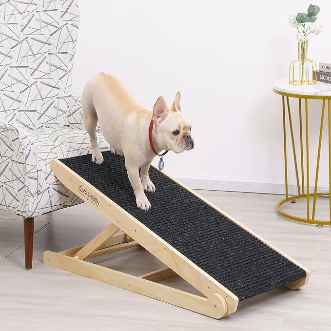 SweetBin Wooden Adjustable Pet Ramp for All Dogs and Cats