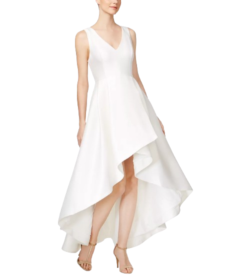 CALVIN KLEIN High-Low A-Line Gown - White (Size 2)