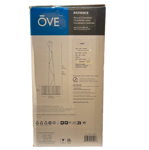 OVE Decors Patience LED Integrated Chandelier in Chrome with Crystal Accents