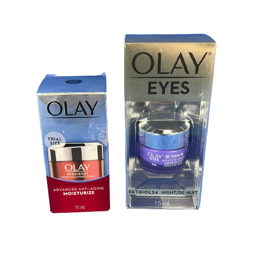 OLAY Dual Set - Regenerist Retinol24 Night Eye Cream (15mL) and Regenerist Moisturizer Cream (15mL))