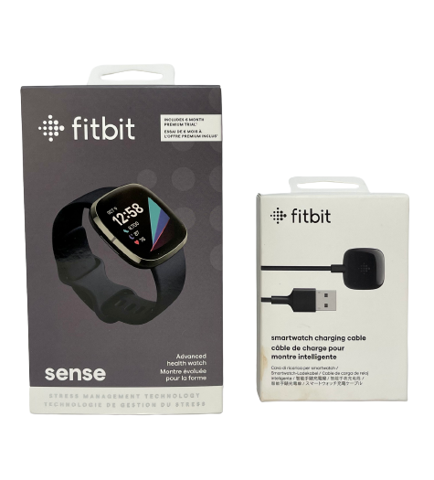 Fitbit Sense (Black) + Charging Cable