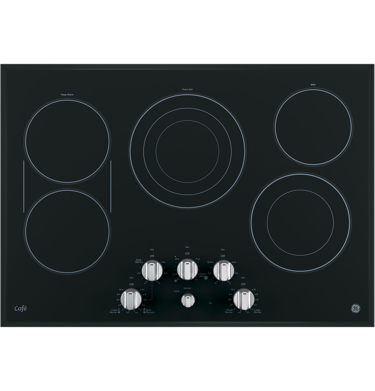 GE Cafe Series 30" Built-In Knob Control Electric Cooktop