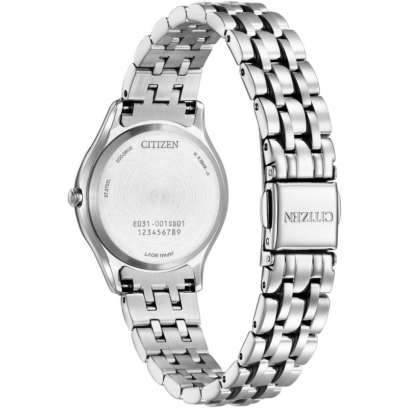 Citizen Eco-Drive Ladies' Silhouette 10 Diamond Mother Of Pearl Dial Watch (EM1010-51D)