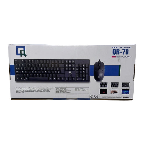 QR QR-70 Wired Keyboard and Optical Mouse - Black