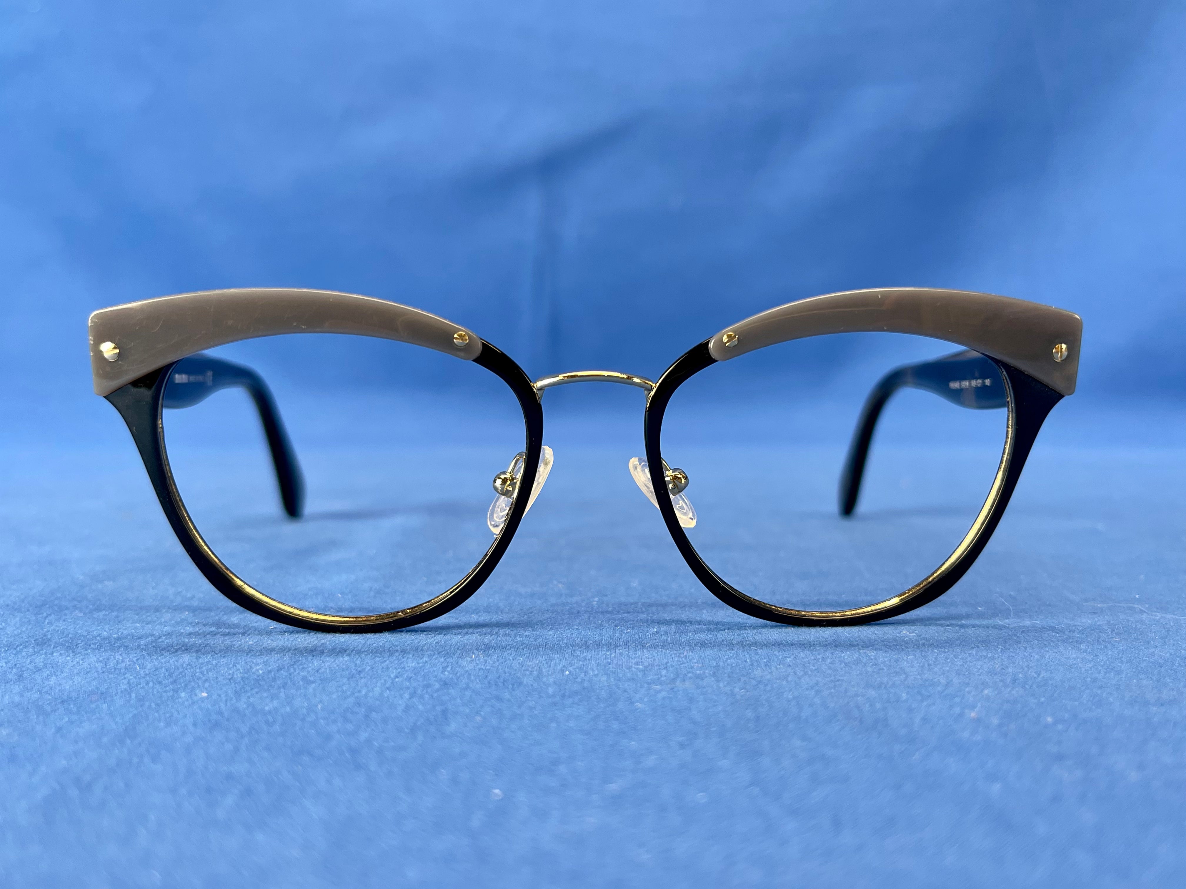 Miu Miu Cat-Eye / Butterfly Full Rim Eyeglass Frame [Black & Grey]