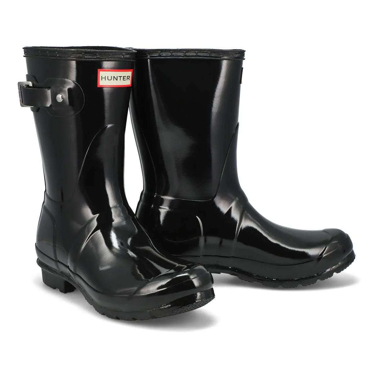 HUNTER Women's Original Short Gloss Rain Boots - Black (US 7)